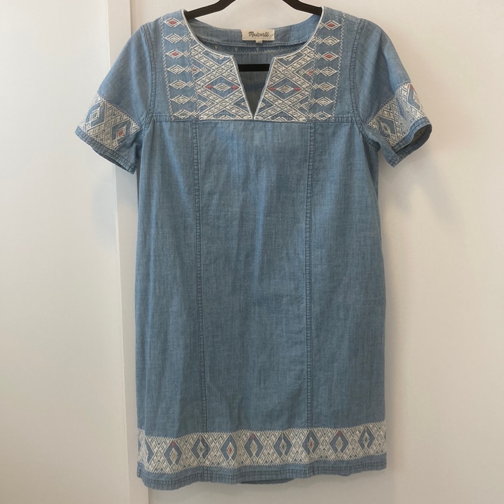 Madewell denim dress with embroidery- size S